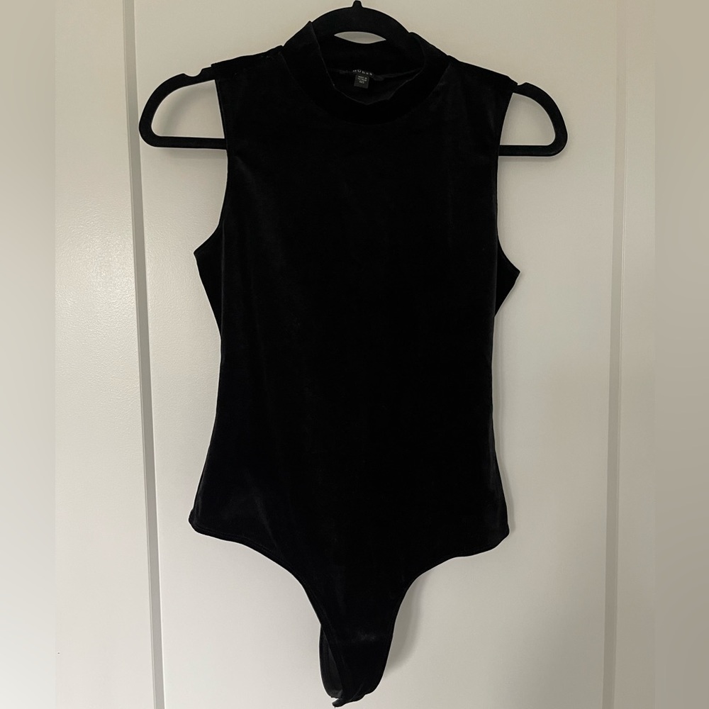Guess Velvet Mock Neck Thong Bodysuit